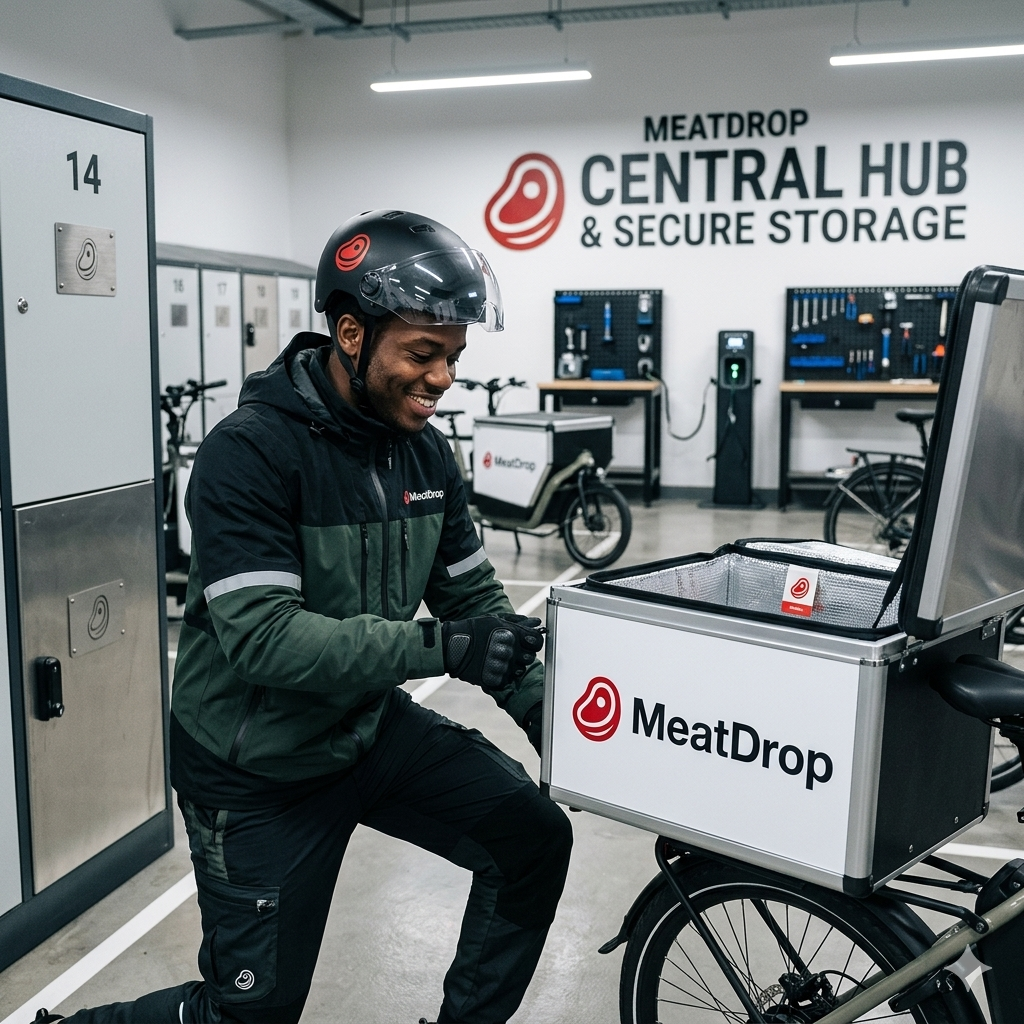 Delivery rider on a motorcycle